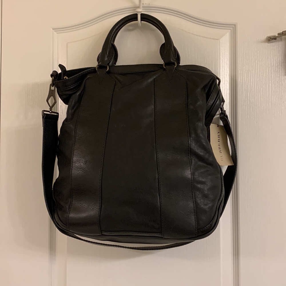 NWT BURBERRY Vintage Washed Leather Medium Bonington Tote Black - Picture 6 of 11